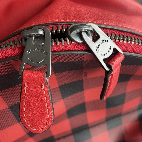 Red Checkord Authentic Coach backpack. - Picture 4 of 7